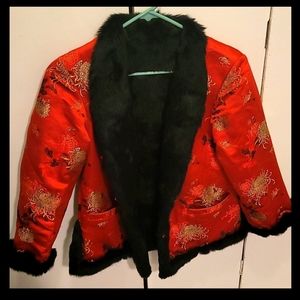 Reversible silk & fur jacket